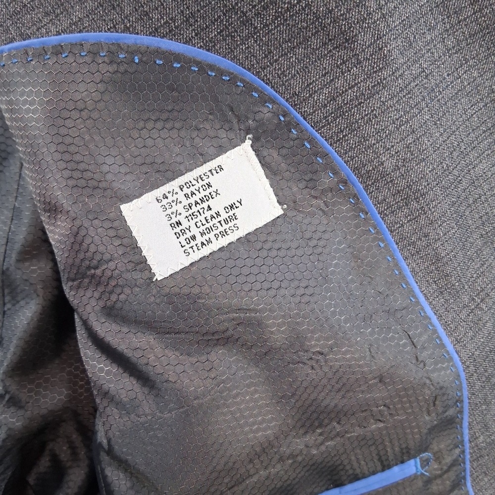 Lineage Blazer Mens 38R Slim Gray Crosshatch Fit Two Button Double Vent Modern - Picture 5 of 8